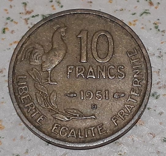 Франция 10 франков, 1951 "B" (15-10-35)