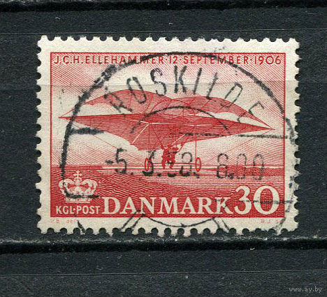 Дания - 1956 - Полубиплан Эллехаммера - [Mi. 363] - полная серия - 1 марка. Гашеная.  (LOT DZ17)-T10P34