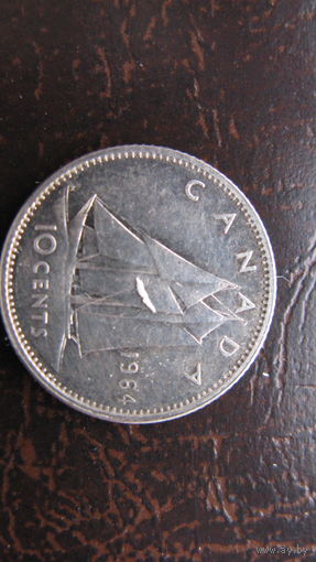 Канада 1964 10 центов 10 cent  ( серебро )