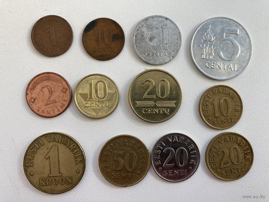 Набор монет Прибалтики одним лотом.