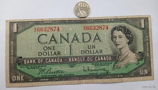 Werty71 Канада 1 доллар 1954 банкнота