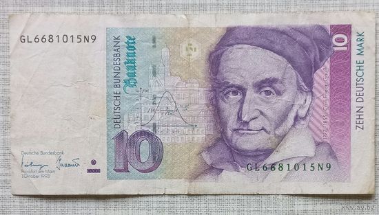 Купюра банкнота 10 марок ФРГ 1993 года