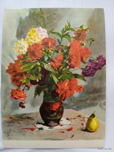1958. цветы. Бантиков. Красные георгины