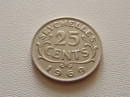 Сейшельские острова. "Британская колония"  25 центов 1969 год  KM#11  Тираж: 100.000 шт