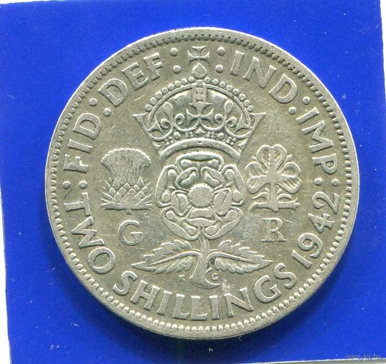 Великобритания 2 шиллинга 1942 , серебро