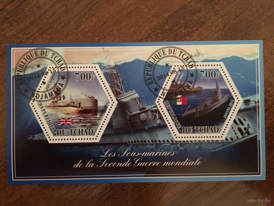 Чад 2014. Подводные лодки Великобритании и Италии. Блок.