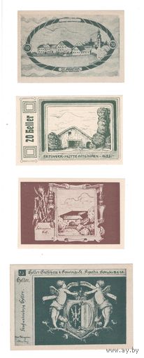 Австрия Санкт-Агата комплект из 4 нотгельдов 1920 года. Состояние UNC!
