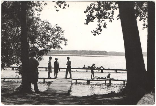 Открытка "Озеро Неслиш", Польша, 60-е годы
