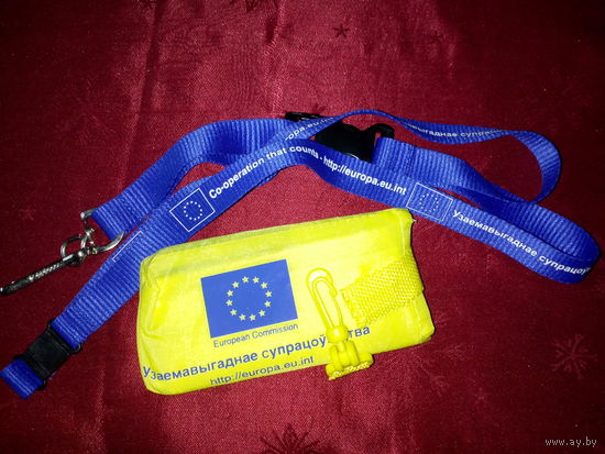 Набор сумочка шоппер и шнурок с карабином с логотипами евросоюза