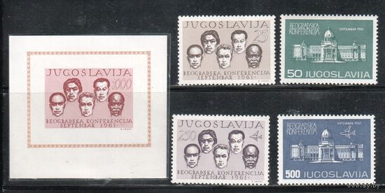 Югославия-1961(Мих.958-961, Бл.7) ** ,Движение неприсоединение(полная серия)