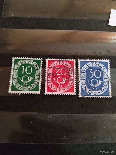 1951 Германия 3 марки почтовый рожок (3-3)