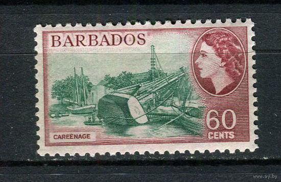 Британские колонии - Барбадос - 1953/1957 - Королева Елизавета II и гавань 60С - [Mi.213] - 1 марка. MH.  (Лот 57DQ)