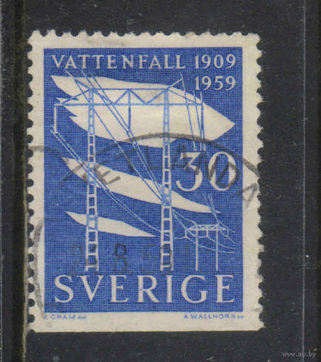 Швеция 1956 50 летие госпрограммы электофикации Воздушные электросети #446А