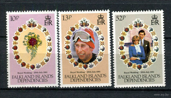 Зависимые территории Фолклендских островов - 1981 - Свадьба принца Чарльза и леди Дианы - [Mi. 99-101] - полная серия - 3 марки. MNH.  (Лот 156AN)