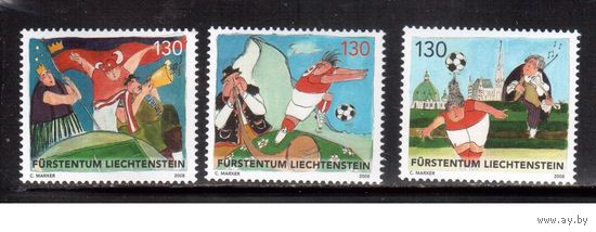 Лихтенштейн-2008(Мих.1479-1481)  ** , Спорт, ЧЕ-2008 по футболу,