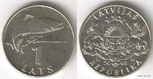 Латвия. 1 лат (2008, XF)