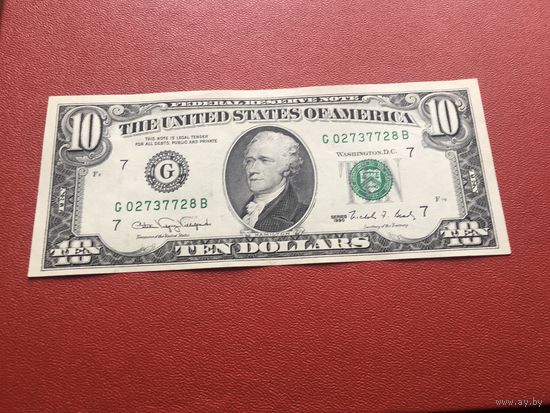 10 долларов 1990 года G отличные