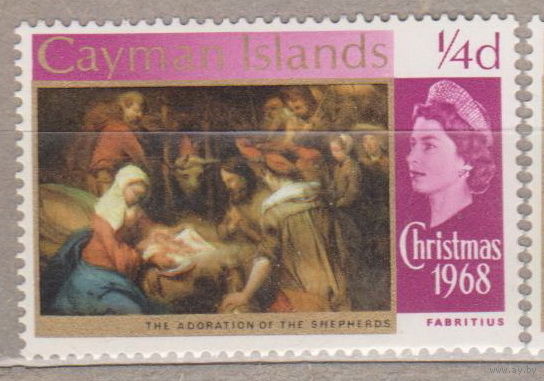 Каймановы острова Известные люди королева Елизавета II Рождество Религия  1969 год лот 50 ЧИСТАЯ