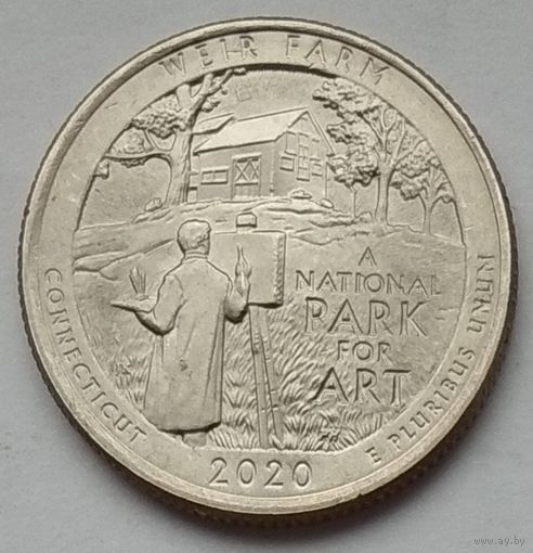 США 25 центов (квотер) 2020 г. P. Ферма Дж. А. Вейра. Штат Коннектикут