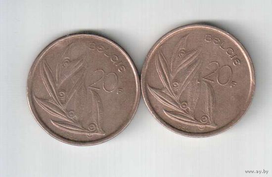 20  франков 1982 года Бельгии (надпись  BELGIE)