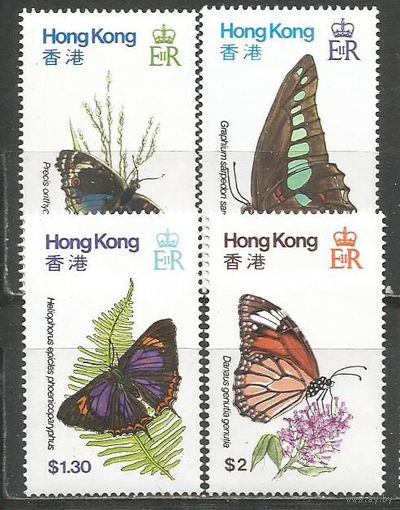 Гонконг. Бабочки. 1979г. Mi#353-56. Серия.
