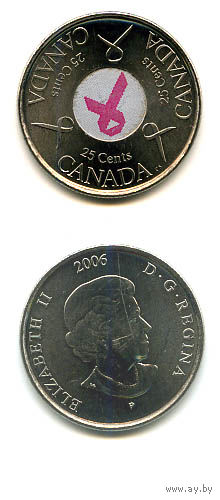 Канада 25 центов 2006 ЦВЕТНАЯ ВСТАВКА АЦ UNC