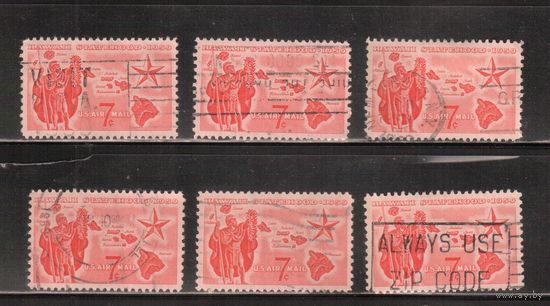 США-1959, (Мих.757) , гаш. , Штат Гавайи, Карта (одиночка) ,цена за 1 м на выбор