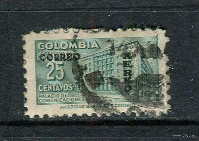 Колумбия - 1953 - Архитектура с надпечаткой CORREO/AEREO на 25С - [Mi.655] - 1 марка. Гашеная.  (Лот 59EB)-T7P9