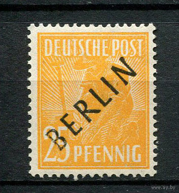 Западный Берлин - 1948 - Надпечатка (черная) BERLIN 25 Pf - [Mi.10] - 1 марка. MNH.  (Лот 116L)