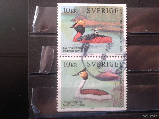 Швеция 2003 Водные птицы, сцепка Михель-4,4 евро гаш