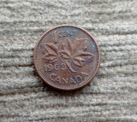Werty71 Канада 1 цент 1963 Елизавета 2 юная королева