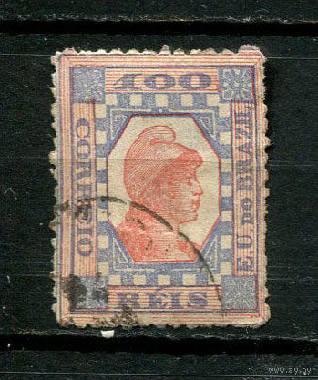 Бразилия - 1891 - Аллегория Республики 100R - (есть тонкое место) - [Mi. 97b] - полная серия - 1 марка. Гашеная.  (Лот 42BY)