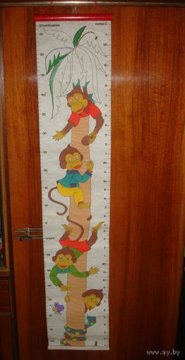 Линейка метр ростомер детский винтаж 18 см х 1 м