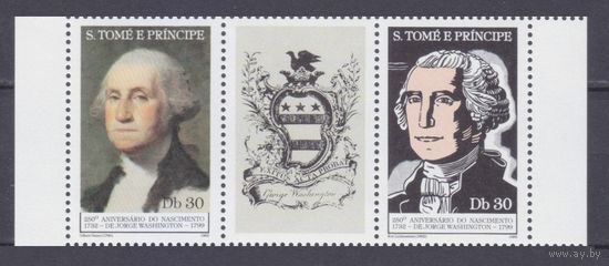 1982 Сан-Томе и Принсипи 774-775+Tab 250 лет Джорджа Вашингтона 6,00 евро