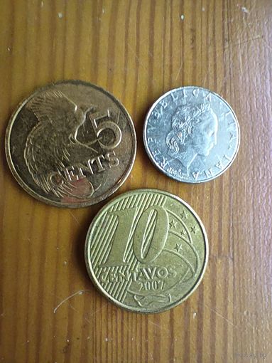 Италия 50 лир 1992, Тринидат и Тобаго 5 центов 2012, Бразилия 10 центов 2007-40