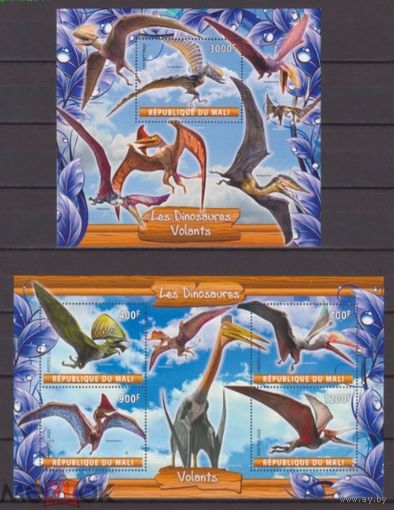 Мали 2020       динозавры палеонтология доисторическая фауна  серия блоков MNH