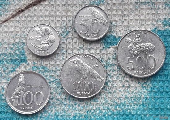 Индонезия набор монет 25, 50, 100, 500 рупий