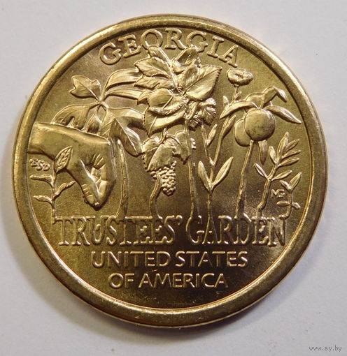 США 1 доллар 2019 Американские инновации Сад Попечителей Джорджия Двор D и Р 5-я монета в серии.
