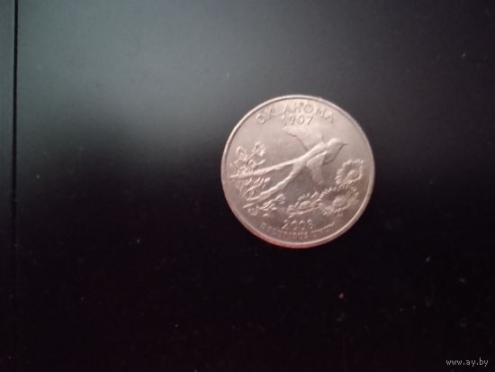 США 25 центов (квотер) 2008 г. D. Оклахома