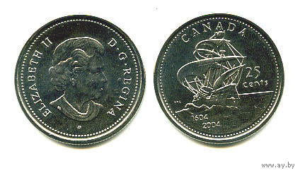 Канада 25 центов 2004 ПАРУСНИК АЦ UNC
