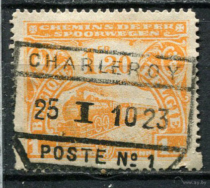Бельгия - 1920 - Локомотив 1,20Fr. Железнодорожные марки - [Mi.114e] - 1 марка. Гашеная.  (Лот 11Eu)-T5P4