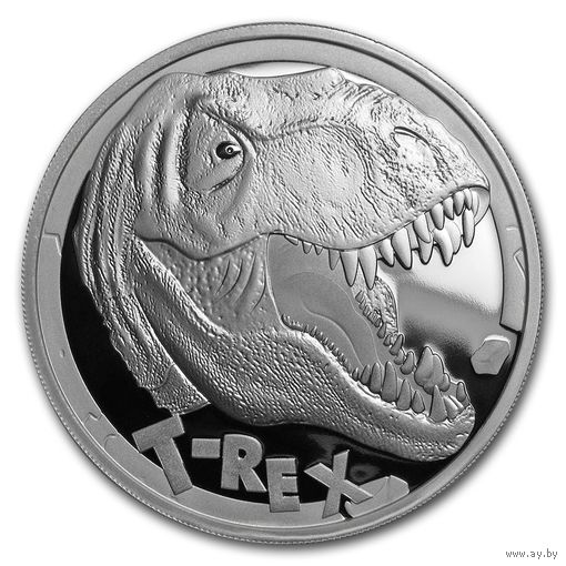 Тувалу 5 долларов 2017г. "Динозавр Т-REX PROOF". Монета в капсуле; подарочном футляре; номерной сертификат; коробка. СЕРЕБРО 155,67гр.(5 oz).