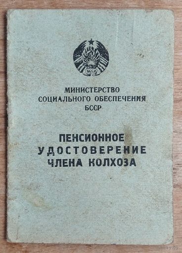 Пенсионное удостоверение члена колхоза. Солигорский район. 1965 г.