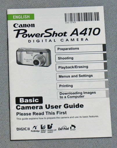 Инструкция к фотоаппарату Canon PowerShot A410