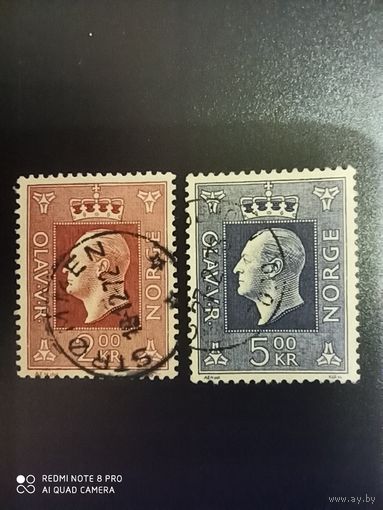 Норвегия  1969, Король Олаф V - 2 марки. Гашеные.