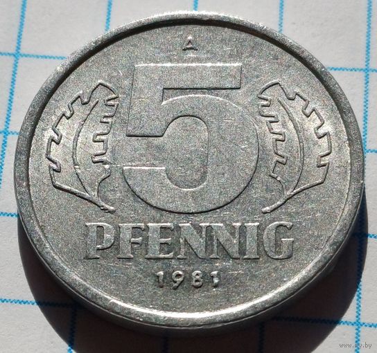 Германия - ГДР 5 пфеннигов, 1981     ( 2-6-1 )