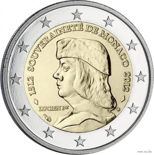2 евро 2012 Монако  500 лет признания независимости Монако UNC