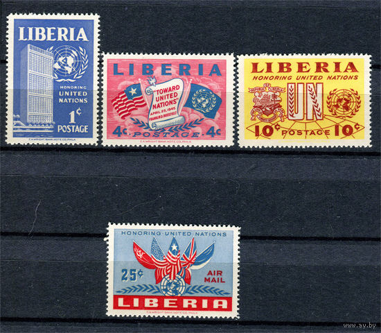 Либерия - 1952г. - ООН - полная серия, MNH, жёлтый клей [Mi 440-443] - 4 марки