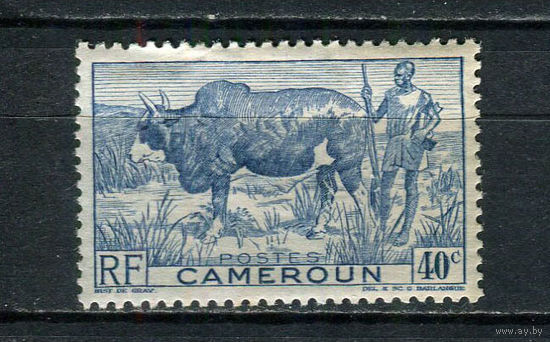 Французские колонии - Камерун - 1946 - Зебу 40С - (есть тонкое место 15) - [Mi.272] - 1 марка. MH.  (Лот 100EJ)-T2P25