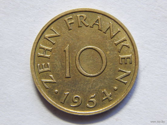 Саар 10 франков 1954г.